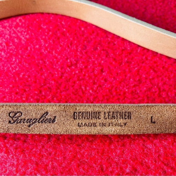 GARUGLIERI Leather Belt Made in Italy Double Strand with O Rings Metal - Picture 5 of 7